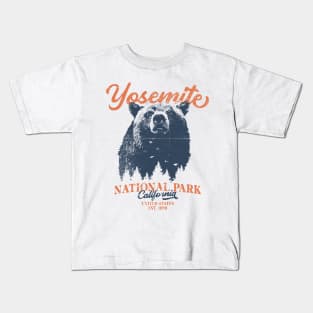 Vintage Yosemite Grizzly Bear California National Park Kids T-Shirt